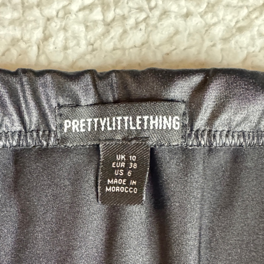 Prettylittlething Charcoal Satin Bandeau View 2